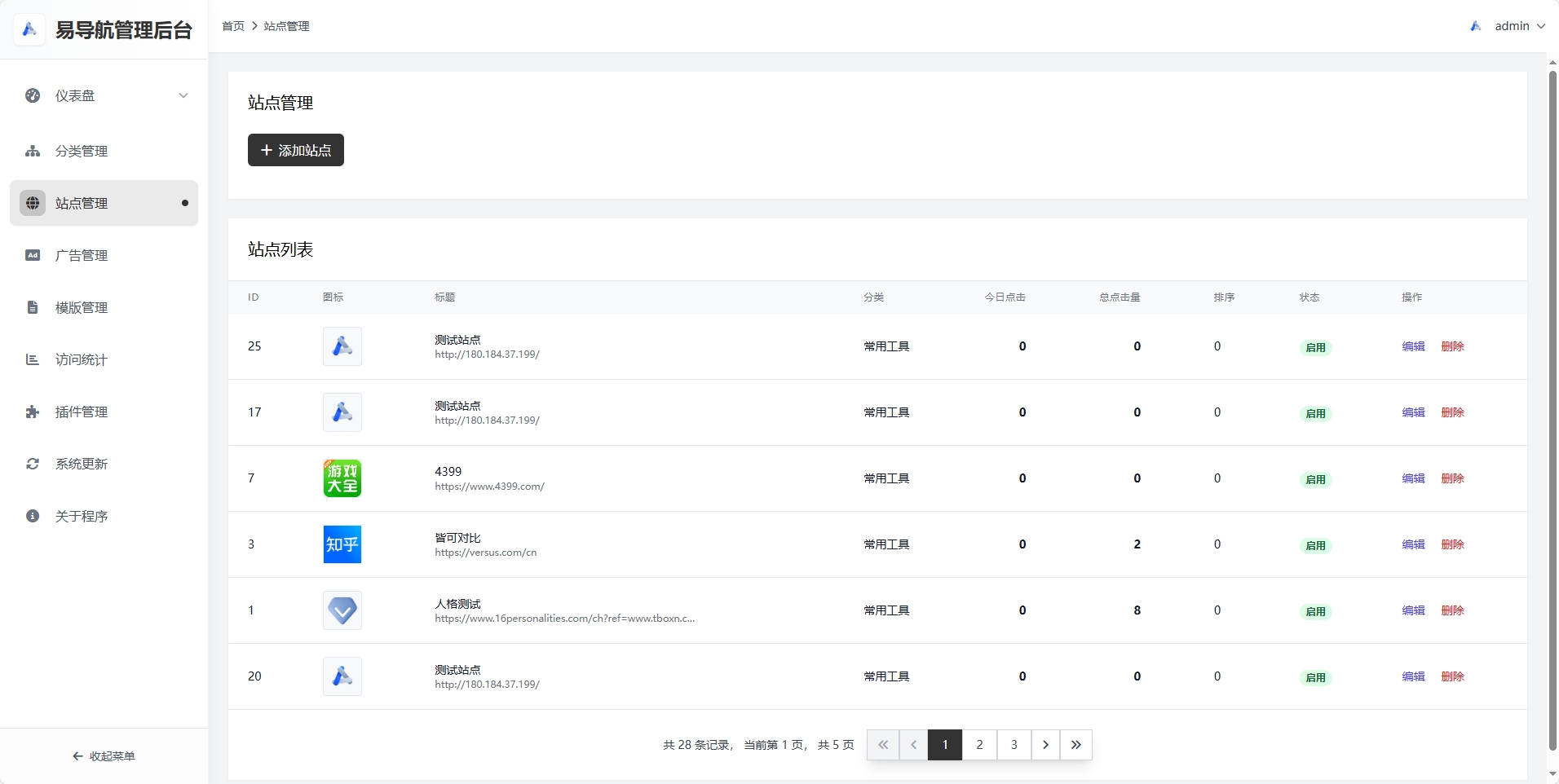 后端系统站点管理